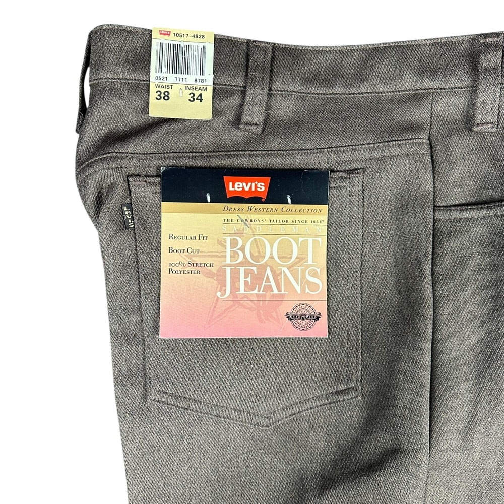Levis Saddleman Western Boot Cut Jeans Mens 38x34 Brown 100% Polyester Vintage
